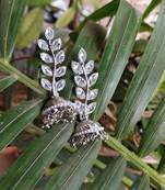 Designer Silver Oxidized Stylish Leaf Jhumkas
