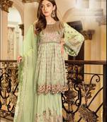 G-Collection Green Pakistani Fency Georgette Embroderi Semi Suit