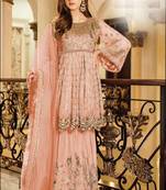 G-Collection Pink Pakistani Fency Georgette Embroderi Semi Suit