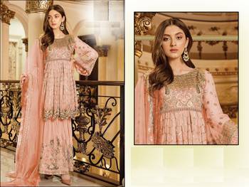 G-Collection Pink Pakistani Fency Georgette Embroderi Semi Suit 2