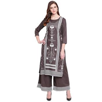 Grey printed rayon kurtas-and-kurtis 1