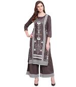 Grey printed rayon kurtas-and-kurtis