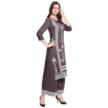 Grey printed rayon kurtas-and-kurtis 3