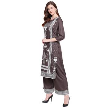 Grey printed rayon kurtas-and-kurtis 4