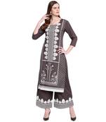 Grey printed rayon kurtas-and-kurtis