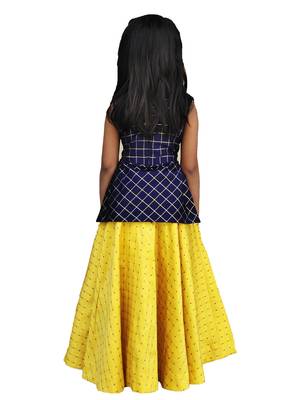 Kids Blue Top And Yellow Lehenga Choli Set 2