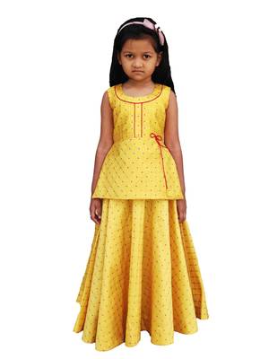 Kids Yellow Top And Lehenga Choli 1