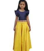 Kids Blue Blouse And Yellow Lehenga Choli
