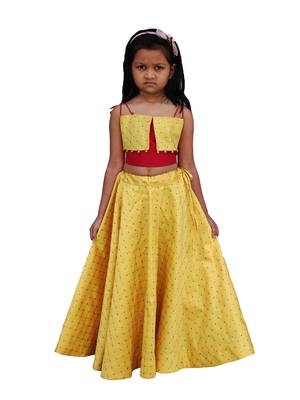 Kids Yellow Lehenga Choli For Girls 1