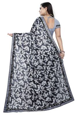 Grey printed lycra saree with blouse 2