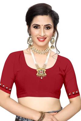 Maroon printed lycra saree with blouse 5