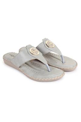 Beautiful Grey color synthetic material flats for women's 1