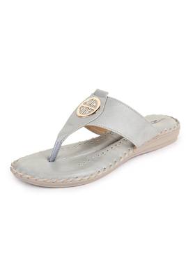 Beautiful Grey color synthetic material flats for women's 2