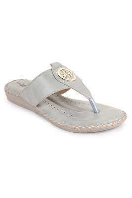 Beautiful Grey color synthetic material flats for women's 3