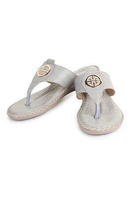 Beautiful Grey color synthetic material flats for women's 4