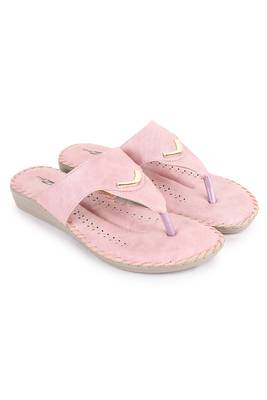 Beautiful Peach color synthetic material flats for women's 1