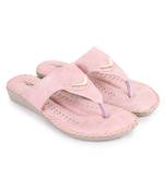 Beautiful Peach color synthetic material flats for women's
