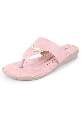 Beautiful Peach color synthetic material flats for women's 2