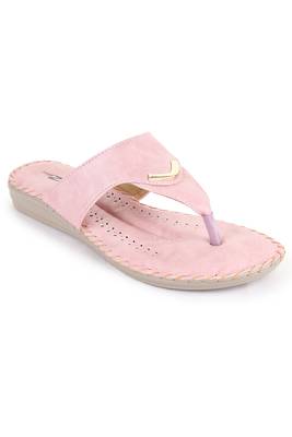 Beautiful Peach color synthetic material flats for women's 3