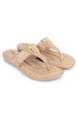 Beautiful Beige color synthetic material flats for women's 1
