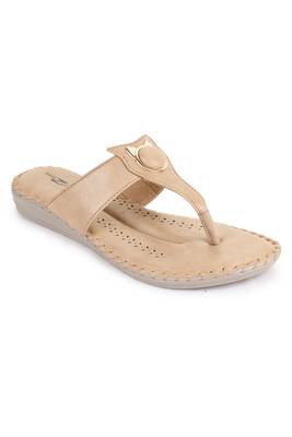 Beautiful Beige color synthetic material flats for women's 3