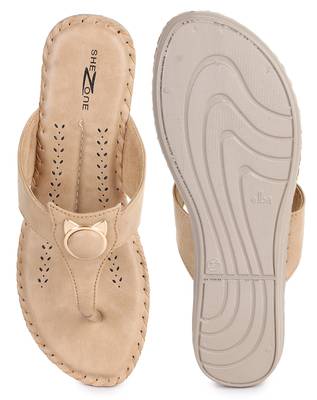 Beautiful Beige color synthetic material flats for women's 5