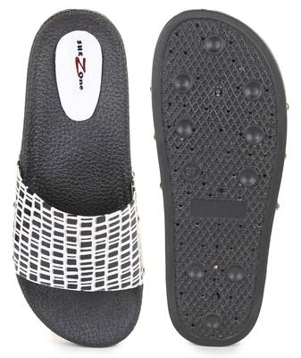 Beautiful Black color synthetic material flats for women's 5
