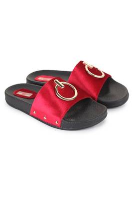 Beautiful Red color synthetic material flats for women's 1