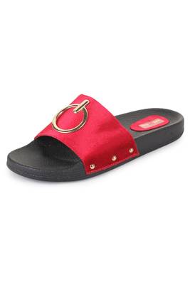 Beautiful Red color synthetic material flats for women's 2