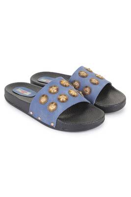 Beautiful Blue color synthetic material flats for women's 1