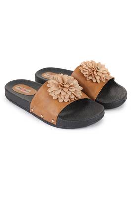 Beautiful Tan color synthetic material flats for women's 1