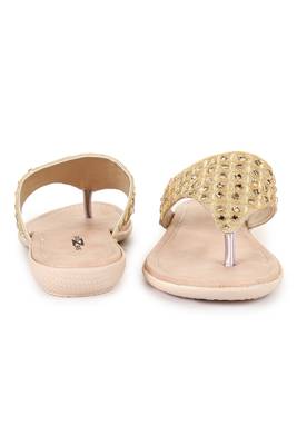 Beautiful Golden color synthetic material flats for women's 4