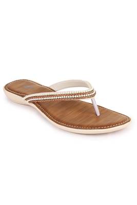 Beautiful Copper color synthetic material flats for women's 3