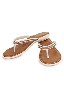 Beautiful Copper color synthetic material flats for women's 4