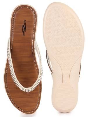 Beautiful Copper color synthetic material flats for women's 5