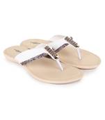 Beautiful White color synthetic material flats for women's