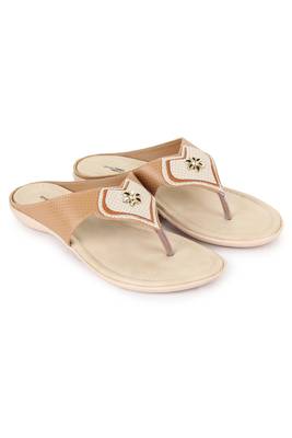 Beautiful Beige color synthetic material flats for women's 1