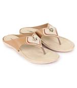 Beautiful Beige color synthetic material flats for women's
