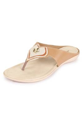Beautiful Beige color synthetic material flats for women's 2