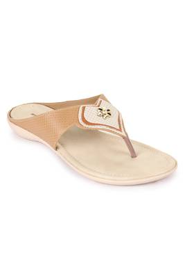 Beautiful Beige color synthetic material flats for women's 3