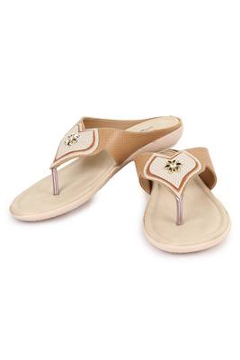 Beautiful Beige color synthetic material flats for women's 4