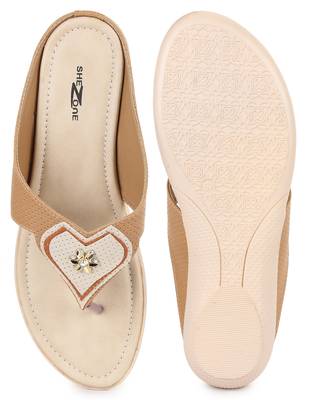 Beautiful Beige color synthetic material flats for women's 5