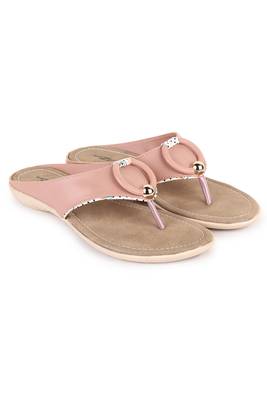 Beautiful Peach color synthetic material flats for women's 1