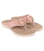 Beautiful Peach color synthetic material flats for women's