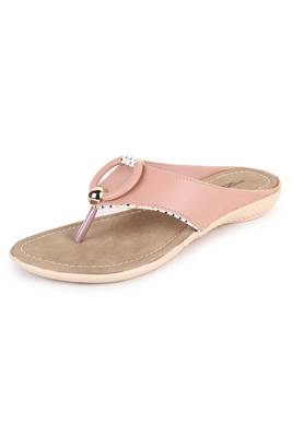 Beautiful Peach color synthetic material flats for women's 2