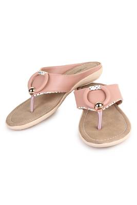 Beautiful Peach color synthetic material flats for women's 4