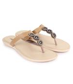 Beautiful Beige color synthetic material flats for women's
