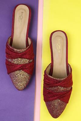 Beautiful  red slip on mules  2