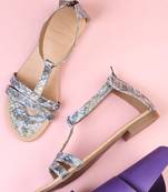 Beautiful Blue  closed back  flat sandals 