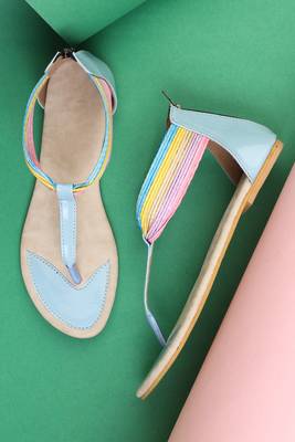 Beautiful blue  closed back  flat sandals  1